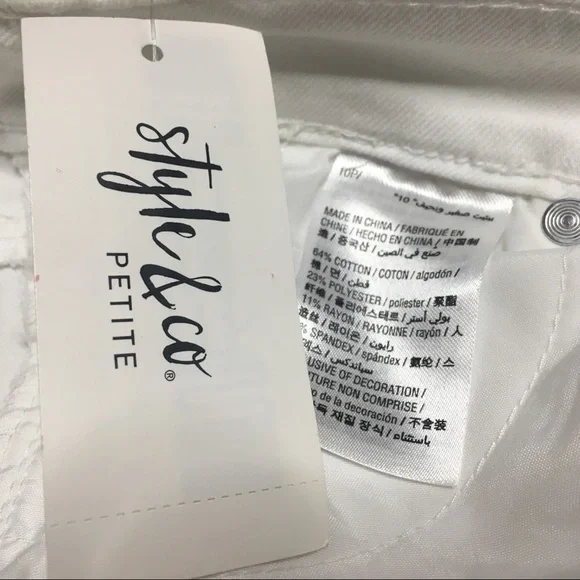 Style & Co Skinny Ankle Pant Crochet Detail Split Hem White Jeans 10P Petite 10 - Picture 5 of 16